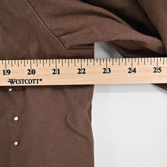 QUACKER FACTORY Denim Jacket Womens Sz M Brown Rhinestone Beaded Blinged Western - Picture 10 of 12